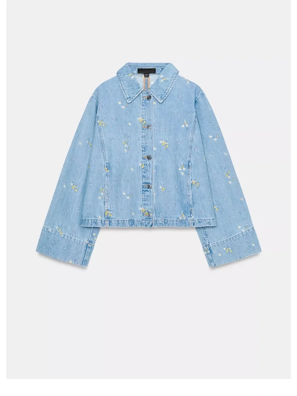 Zara embroidered floral denim jacket